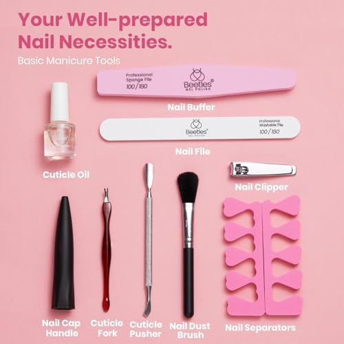 Beetles Gel Nail Polish Kit with U V Led Nail Lamp 6 Colors White Sheer Pink Nude Jelly Brown Gel Polish Starter Kit Manicure Soak off UV Light Gel Nail Polish Set Salon DIY Nail Decoration - Image 5