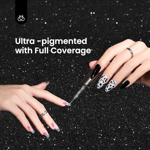beetles Gel Polish Beetles Builder Nail Gel 12 Pcs, 8-in-1 Pink Pastel Nude Gel Builder Glitter Liner Nail Polish Set Midnight Clubbing 2 Pcs Nail Art Gel - Image 9