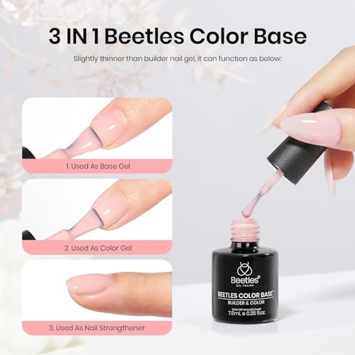 beetles Gel Polish Latex Liquid Nail Simple Peel off Cuticle Guard with Color Base Gel Nail Polish, 6 Colors Nude Gel Polish Pink Nail Polish Peach Pink - Image 8