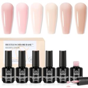 beetles Gel Polish Latex Liquid Nail Simple Peel off Cuticle Guard with Color Base Gel Nail Polish, 6 Colors Nude Gel Polish Pink Nail Polish Peach Pink