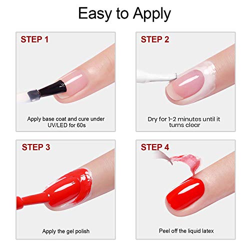 beetles Gel Polish Latex Liquid Nail Simple Peel off Cuticle Guard with Color Base Gel Nail Polish, 6 Colors Nude Gel Polish Pink Nail Polish Peach Pink - Image 5