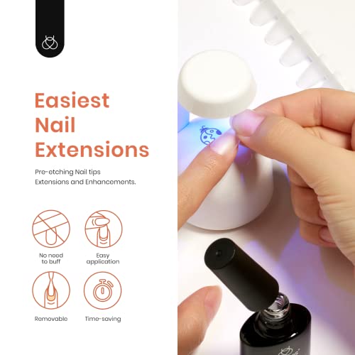 Beetles Gel Polish Nail Extension Kit 240 Pcs Gelly Tips Full Matte Short Coffin Shape 5 in 1 Glue Uv Led Lamp & Jelly Gel Polish Nude Pink Color Neutral Translucent Set Soak Off Nail Lamp Manicure - Image 4