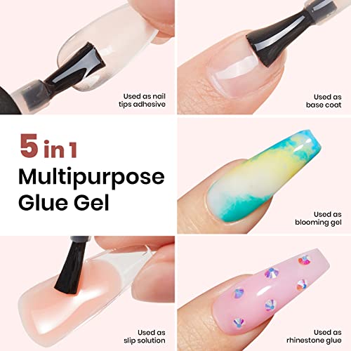 Beetles Gel Polish Nail Extension Kit 240 Pcs Gelly Tips Full Matte Short Coffin Shape 5 in 1 Glue Uv Led Lamp & Jelly Gel Polish Nude Pink Color Neutral Translucent Set Soak Off Nail Lamp Manicure - Image 3