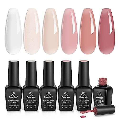 beetles Gel Polish Nail Set 20 Colors Dreamy Town Collection Pastel Girly Sparkle Glitter 2023 Spring Summer & Jelly Gel Nail Polish Set 6 Colors Neutral Sheer Milky White Nude Pink Gel Polish Kit