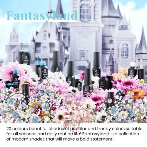 Beetles Gel Polish Nail Set 20 Colors Fantasyland Collection Pastel Bright Pink Purple Navy Blue Green Glitter Led Soak Off & Beetles Nail Art Brushes Set Gel Polish Nail Art Design Pen Painting Tools - Image 2