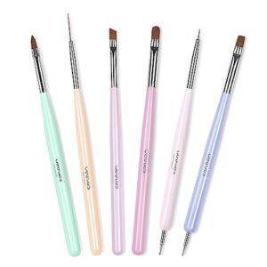 Beetles Gel Polish Nail Set 20 Colors Fantasyland Collection Pastel Bright Pink Purple Navy Blue Green Glitter Led Soak Off & Beetles Nail Art Brushes Set Gel Polish Nail Art Design Pen Painting Tools