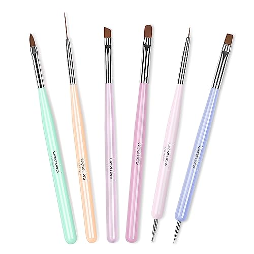 Beetles Gel Polish Nail Set 20 Colors Fantasyland Collection Pastel Bright Pink Purple Navy Blue Green Glitter Led Soak Off & Beetles Nail Art Brushes Set Gel Polish Nail Art Design Pen Painting Tools