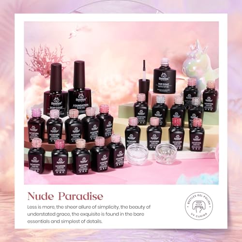 Beetles Jelly Gel Nail Polish Set 20 Colors Neutral Sheer Nude Pink Glitter White Color Soak Off UV Gel Kit with Nail Art Liner Gel Polish Holiday Set, 21 Colors Reflective Glitter Manicure Design - Image 3
