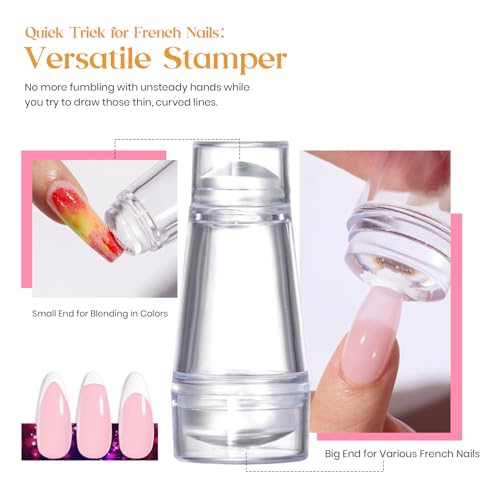 Beetles Jelly Gel Nail Polish Set 20 Colors Neutral Sheer Nude Pink Glitter White Color Soak Off UV Gel Kit with Nail Art Liner Gel Polish Holiday Set, 21 Colors Reflective Glitter Manicure Design - Image 9