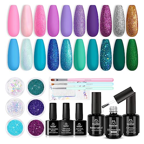 Beetles 6 Colors Mermaid Gel Polish Kit with Brushes and Stickers for Nail Art
