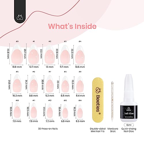 Beetles Press on Nails Short 144pcs Glossy 7 Colors fake Nails and Press On Nails French Tip Medium Almond Milky Pink Nails - Image 8