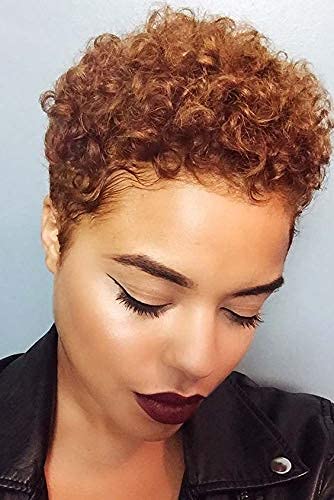 BeiSD Short Afro Kinky Curly Haircuts Short Afro Curly Synthetic Wigs for Black Women African American Women Wigs (YB1091-30#)