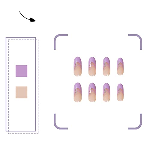 BELICEY Press on Nails Medium Almond Fake Nails Almond Glue on Nails with Design Cute Glossy Acrylic Stiletto Nails Stick on Nails Tips for Women and Girls (Purple) - Image 3