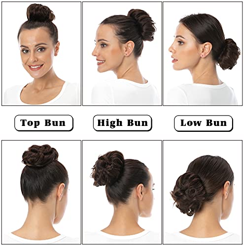 Bella Hair Messy Bun Hair Piece Real Human Hair Scrunchies for Women Instant Curly Up-do Hair Extension (#2 Dark Brown) - Image 5