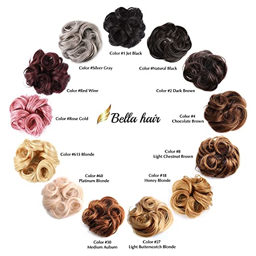 Bella Hair Messy Bun Hair Piece Real Human Hair Scrunchies for Women Instant Curly Up-do Hair Extension (#2 Dark Brown) - Image 6