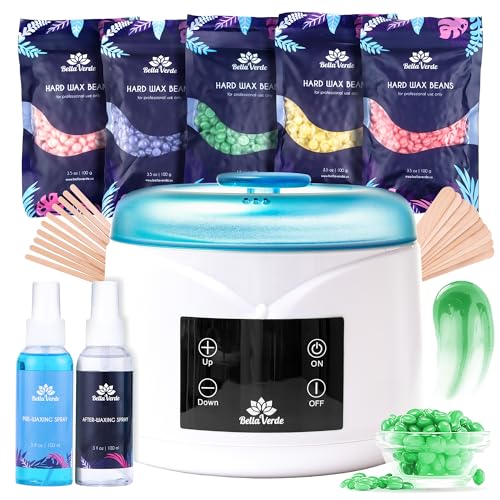 Bella Verde Waxing Kit - Home Wax Kit for Women and Men - Wax Warmer with LED display - for Brazilian Body Legs Eyebrows Face Lips Armpits