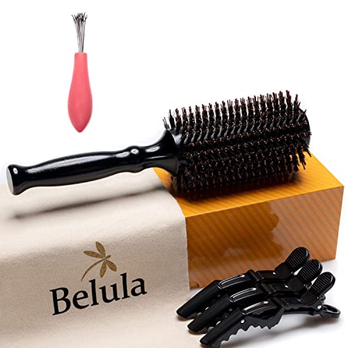 Belula Add Volume to Your Hair Set. Detangling Boar Bristle Hair Brush for Long, Curly or Any Type of Hair and Medium 2.4" Boar Bristle Round Brush for Blow Drying Set. Restores Hair's Shine and Ads Volume - Image 6