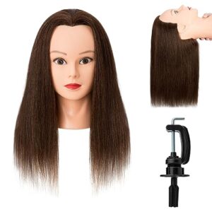 Benehair Mannequin Head with Hair 20-22" Manikin Head 100% Human Hair Mannequin Head to Practice Hair Styles Doll Head for Hair Styling, Manequin Head for Cosmentogoly Training Head and Stlyist