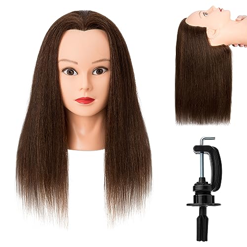 Benehair Mannequin Head with Hair 20-22" Manikin Head 100% Human Hair Mannequin Head to Practice Hair Styles Doll Head for Hair Styling, Manequin Head for Cosmentogoly Training Head and Stlyist