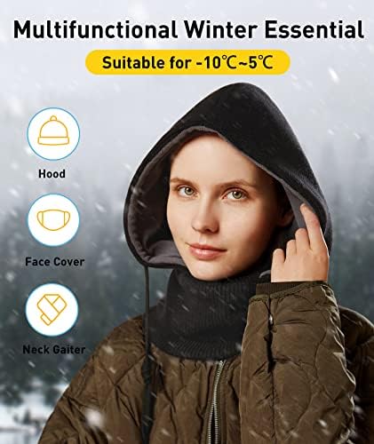 BENEUNDER Winter Hat - Hooded Scarf Ski Balaclava Mask, All Round Cover and Both Sides Fashion Winter Wear for Women and Men - Image 2