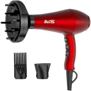 Berta 1875W Tourmaline Hair Dryer with Multiple Attachments for Quick Styling