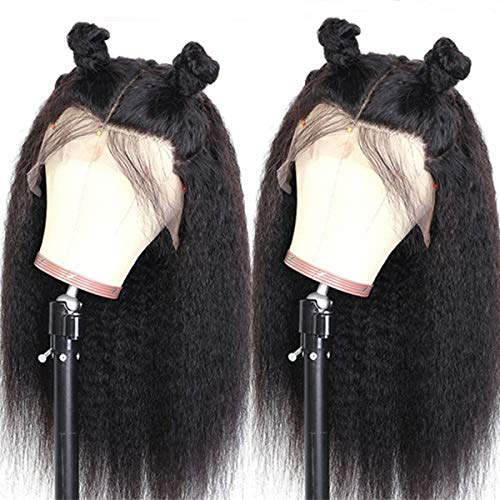 BESFOR Human Hair Lace Front Wigs Yaki Straight 26 Inch Brazilian Unprocessed Virgin Hair Wigs Pre Plucked with Baby Hair for Black Women Natural Hairline - Image 6