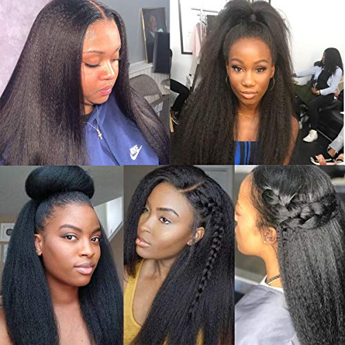 BESFOR Human Hair Lace Front Wigs Yaki Straight 26 Inch Brazilian Unprocessed Virgin Hair Wigs Pre Plucked with Baby Hair for Black Women Natural Hairline - Image 5