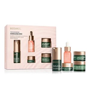 Biossance Overachievers Set. Squalane + Lactic Acid Resurfacing Night Serum Bundle with Travel Size Best Sellers to Hydrate, Exfoliate and Smooth Fine Lines (5 items)_updated