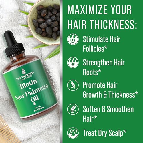 Biotin Saw Palmetto Hair Growth Oil Vegan Serum with Vitamin E Amla 2oz - Image 3