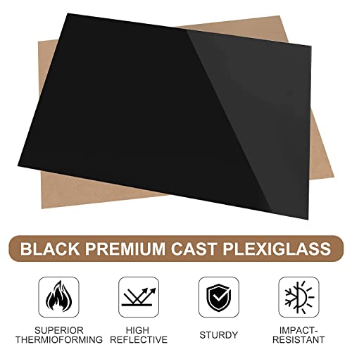 Black Acrylic Plexiglass Sheet, MIKING 4 Pack 12 x 12 Inch Black Cast Square Panel 1/8” Thick (3mm) Plexi Glass Acrylic Board with Protective Paper for DIY Display Projects, Craft - Image 4