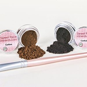 Black and Brown Eyeliner Kit with Brush and Minerals for All Skin Types