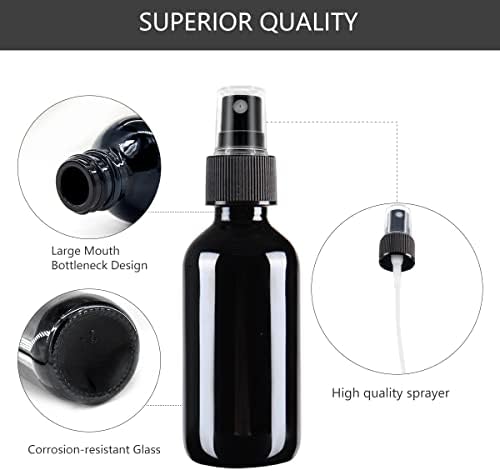 Black Glass Spray Bottle 2 oz (24 Pcs 60ml with Measured Pipettes)Fine Mist Glass Bottles with Black Fine Mist Sprayer for Liquids, Aromatherapy Oil, Beard Oil, Essential Oils-100% UV Protection - Image 5