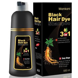 Black Hair Dye Shampoo/Hair Coloring Shampoo 3 in 1 Gray Hair Coverage for Women&Men Mild Formula Instant Magic Minutes Hair Color Shampoo (17.6 Fl Oz 500ml)