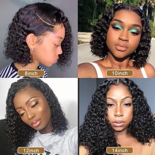 Black Medium Length Curly Wig for Women Fluffy Lace Front Wig Natural Synthetic Heat Resistant Hair High Temperature Wire Straight Glue Head Daily Party Use(Size:12 inch) - Image 2