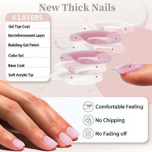 Black Press on Nails Almond Shape,KXAMELIE Glue on Nails Medium Acrylic Nails Press on with Solid Glossy Nude Color Design Fake Nails Set for Women Girls Daily Wear in 24PCS - Image 6