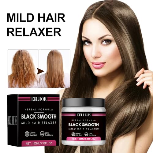Black Silk Mild Hair Relaxer,Natural Hair Straightening Protector,2024 New Black Silk Hair Relaxer for Curly Hair,Natural Black Silk Mild Hair Relaxer Hair (5pcs,Black) - Image 2