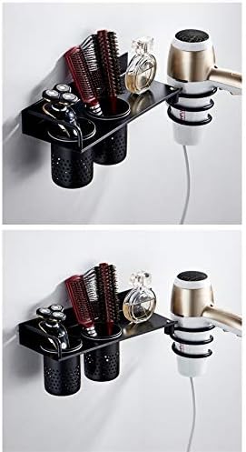 Black Bathroom Wall-Mount Hair Tool Organizer with Multiple Storage Slots - Image 6