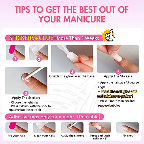 Bling Gradient Pink Press on Nails 24 PCS Medium Short Glitter Ombre Acrylic Coffin Style - Image 5