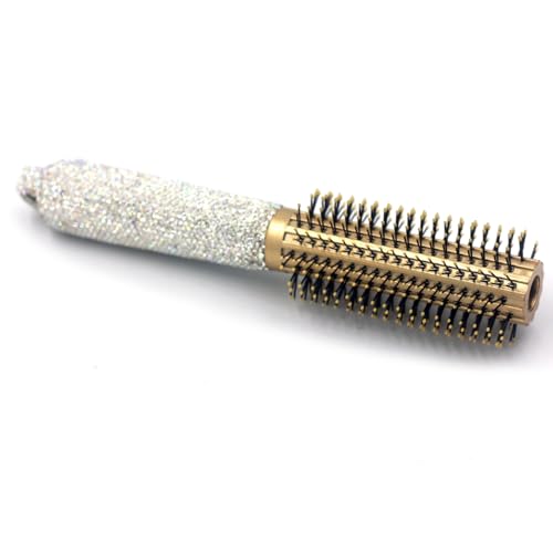 Bling Rhinestone Round Barrel Hair Brush - Quick Drying, Frizz Reduction, and Healthy Hair Styling and curling for All Hair Types, Adding Hair Volume (Silver) - Image 2
