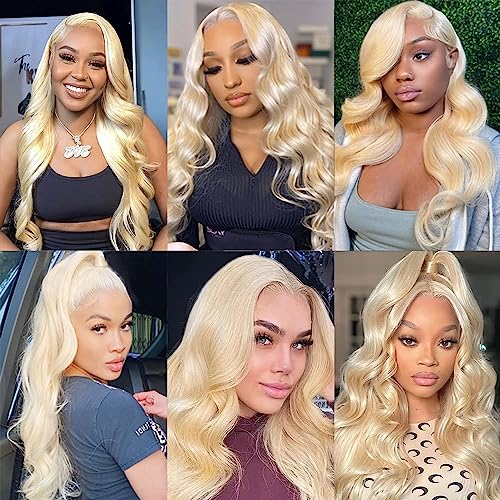 Blonde Lace Front Wigs Human Hair 13x6 Body Wave Lace Front Wig Human Hair Pre Plucked with Baby Hair 613 Transparent HD Lace Frontal Wig 180% Blonde Wig Human Hair for Black Women 28 Inch - Image 7