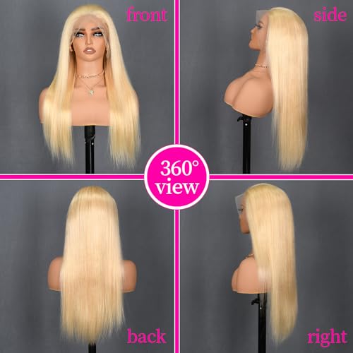 Blonde Lace Front Wigs Human Hair 613 HD Lace Front Wig Human Hair 180% Density 13x4 Straight Lace Frontal Wig Human Hair Pre Plucked With Baby Hair For Women 22 Inch - Image 2