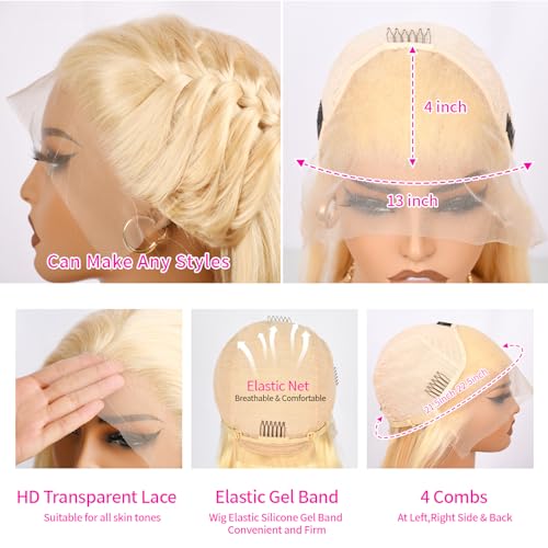 Blonde Lace Front Wigs Human Hair 613 HD Lace Front Wig Human Hair 180% Density 13x4 Straight Lace Frontal Wig Human Hair Pre Plucked With Baby Hair For Women 22 Inch - Image 3