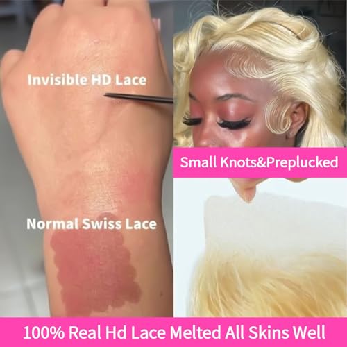Blonde Lace Front Wigs Human Hair 613 HD Lace Front Wig Human Hair 180% Density 13x4 Straight Lace Frontal Wig Human Hair Pre Plucked With Baby Hair For Women 22 Inch - Image 5