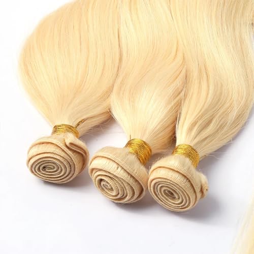 Blonde Straight Bundles Color 613 Human Hair Bundles Honey Blonde Straight Bundles Double Weft Brazilian Human Hair Extersions Bundles for Black Women (22 24 26 Inch 3 Bundles) - Image 9