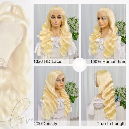 Blonde Wig Human Hair 26 Inch 13x6 Lace Front Wigs Human Hair 613 Wig 200 Density Body Wave Blonde Lace Front Wigs Human Hair Pre Plucked Glueless Wigs Human Hair 613 HD Lace Frontal Wig - Image 5
