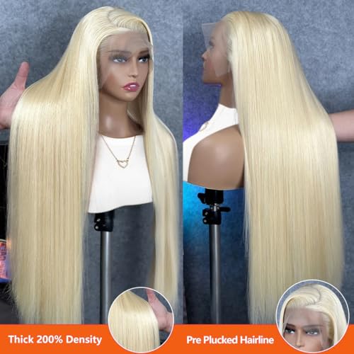 Blonde Wig Human Hair 613 Lace Front Wig Human Hair 28 Inch 613 13x6 Lace Front Wig Human Hair 200 Density HD Lace Frontal Wig Straight Glueless Wig Blonde Lace Front Wigs Human Hair - Image 2