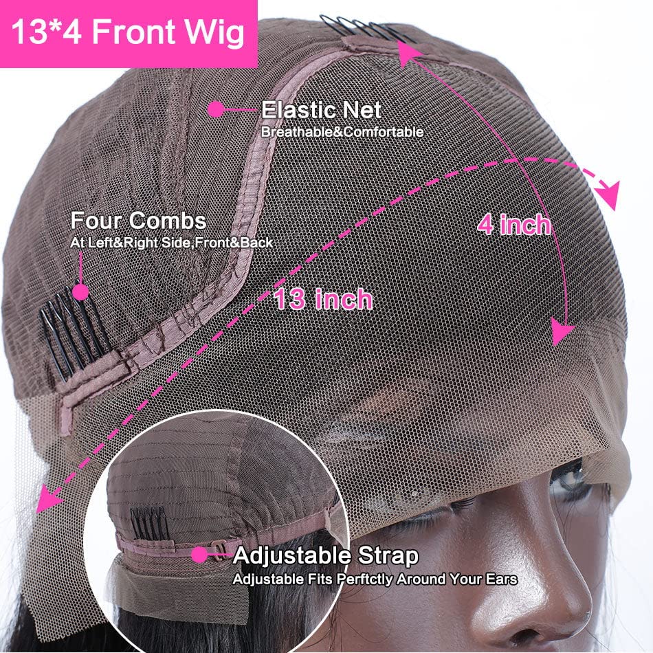 Blue Bob Silky Straight Colored 13x4 Lace Front Wigs Middle Part Pre Plucked Natural Hairline Blunt Cut Wig for Women Can Be Perm Glueless 150% Density Brazilian Remy Human Hair Wigs Pre Plucked Human Hair - Image 5