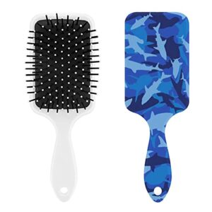 Blue Camo Shark Everyday Air Cushion Hair Brush with Nylon Bristles for All Hair Types