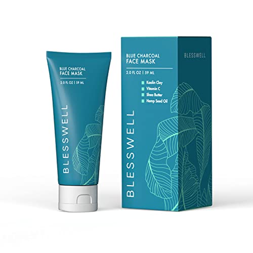 Blue Charcoal Face Mask - Men's Natural Cleansing Skincare - Pore Reducing, Skin Hydrating, Brightening, Clay and Charcoal Facial Mask, For All Skin Types - Blackheads, Acne, Oily or Dry Skin (2-Pack) - Image 3