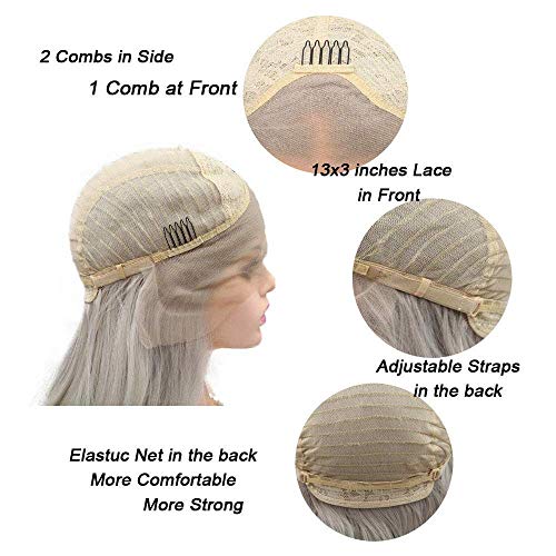 Blue Lace Front Wigs for Fashion Women Long Straight Navy Blue Synthetic Lace Front Wigs Pre Plucked Natural Hairline Heat Resistant Fiber Hair Wig Glueless Synthetic Lace Wig 22 Inch Cosplay - Image 9